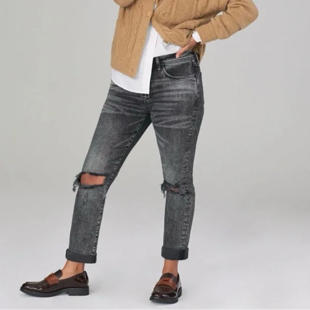 Anthropologie Pilcro Slim Boyfriend Distressed Jeans Washed Black Size 27